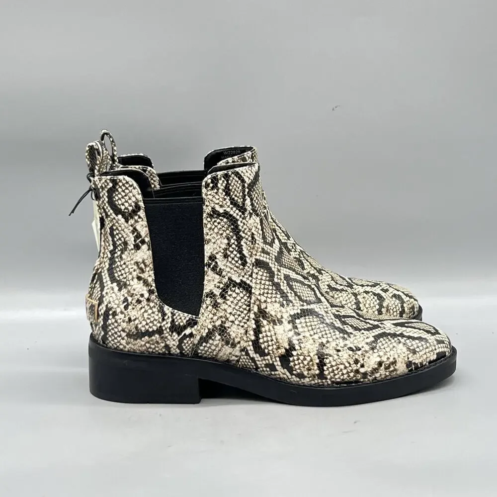 Cole Haan Boots Womens 7 Beige Snake Print Chelsea Water Resistant Ankle Booties